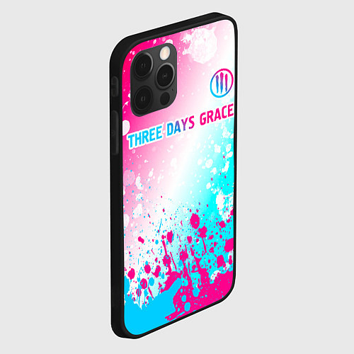 Чехол iPhone 12 Pro Three Days Grace neon gradient style: символ сверх / 3D-Черный – фото 2