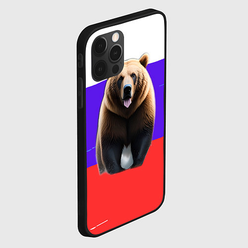 Чехол iPhone 12 Pro Медведь на флаге / 3D-Черный – фото 2