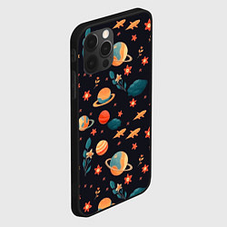 Чехол для iPhone 12 Pro Космос, звезды и цветы, цвет: 3D-черный — фото 2