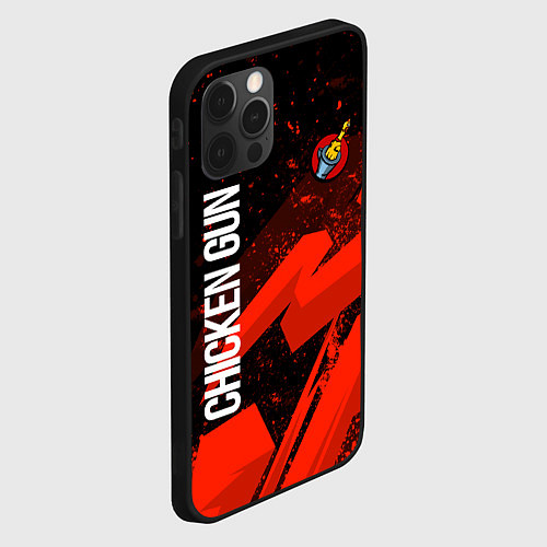 Чехол iPhone 12 Pro Чикен ган - красная абстракция / 3D-Черный – фото 2