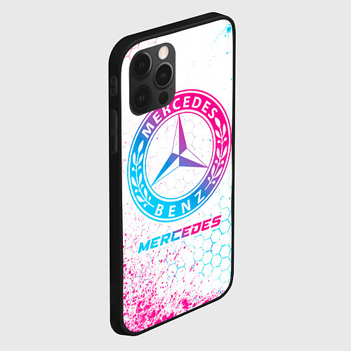 Чехол iPhone 12 Pro Mercedes neon gradient style / 3D-Черный – фото 2