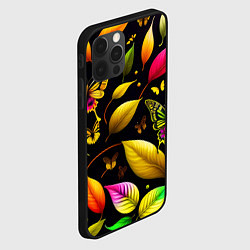 Чехол для iPhone 12 Pro Листья и бабочки, цвет: 3D-черный — фото 2