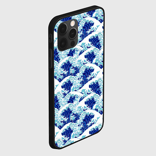 Чехол iPhone 12 Pro Японские синие волны / 3D-Черный – фото 2