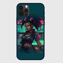Чехол для iPhone 12 Pro Киберпанк афро девушка с дредами, цвет: 3D-черный