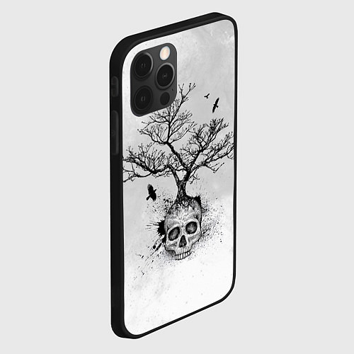 Чехол iPhone 12 Pro Дерево растёт из черепа / 3D-Черный – фото 2