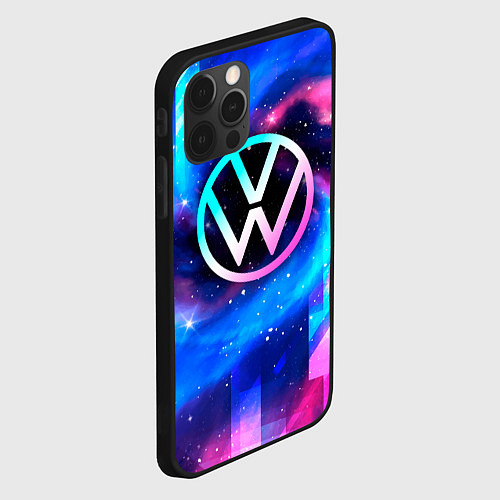 Чехол iPhone 12 Pro Volkswagen неоновый космос / 3D-Черный – фото 2