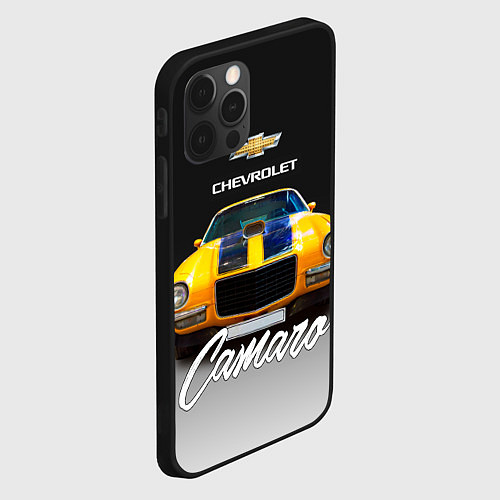 Чехол iPhone 12 Pro Американский спорткар Camaro 1970 года / 3D-Черный – фото 2