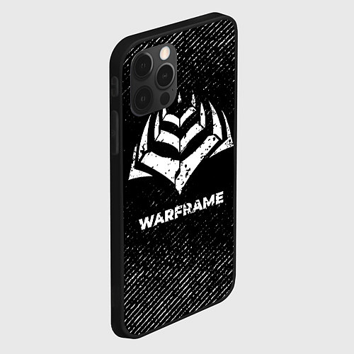 Чехол iPhone 12 Pro Warframe с потертостями на темном фоне / 3D-Черный – фото 2