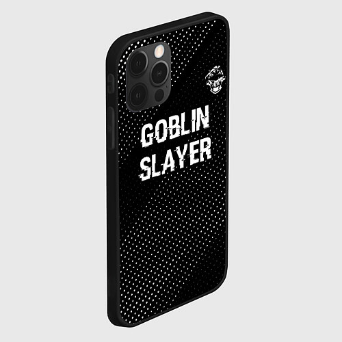 Чехол iPhone 12 Pro Goblin Slayer glitch на темном фоне: символ сверху / 3D-Черный – фото 2