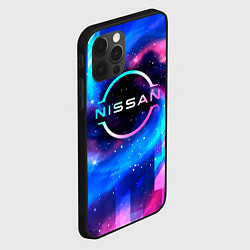 Чехол для iPhone 12 Pro Nissan неоновый космос, цвет: 3D-черный — фото 2