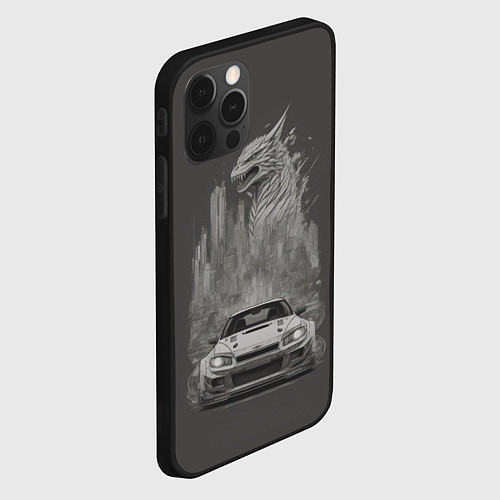 Чехол iPhone 12 Pro Godzilla car / 3D-Черный – фото 2