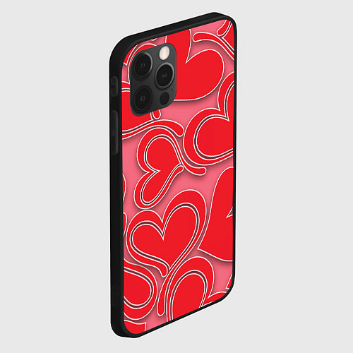 Чехол iPhone 12 Pro Love hearts / 3D-Черный – фото 2