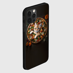 Чехол для iPhone 12 Pro Кот в пицце, цвет: 3D-черный — фото 2