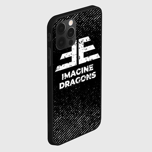 Чехол iPhone 12 Pro Imagine Dragons с потертостями на темном фоне / 3D-Черный – фото 2