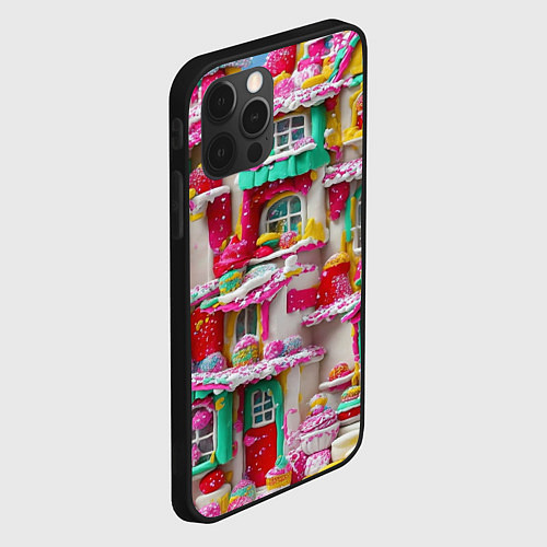 Чехол iPhone 12 Pro Домики из сладостей / 3D-Черный – фото 2