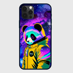 Чехол для iPhone 12 Pro Панда-космонавт в космосе - неон, цвет: 3D-черный