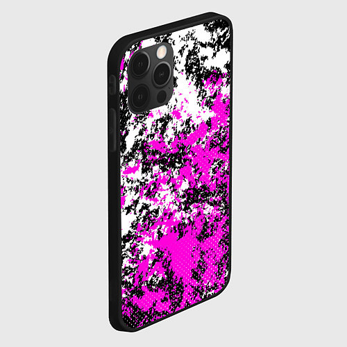 Чехол iPhone 12 Pro Розово белая краска / 3D-Черный – фото 2