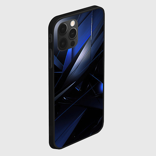 Чехол iPhone 12 Pro Blue black background / 3D-Черный – фото 2