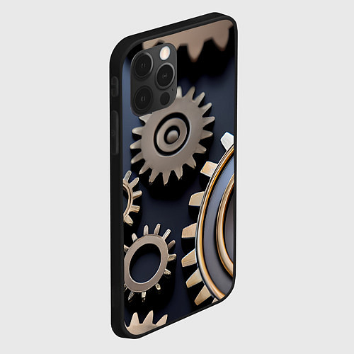 Чехол iPhone 12 Pro Механика и шестерёнки / 3D-Черный – фото 2