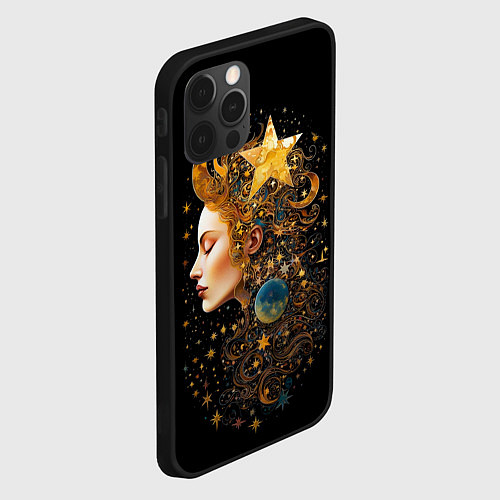 Чехол iPhone 12 Pro Богиня ночи - нейросеть / 3D-Черный – фото 2