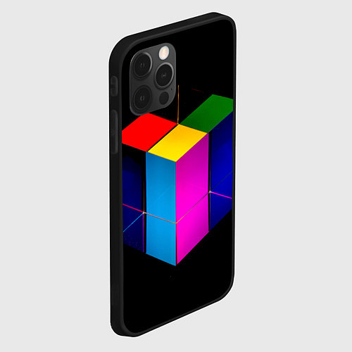 Чехол iPhone 12 Pro Многосторонний цветной куб / 3D-Черный – фото 2