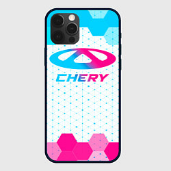 Чехол для iPhone 12 Pro Chery neon gradient style, цвет: 3D-черный