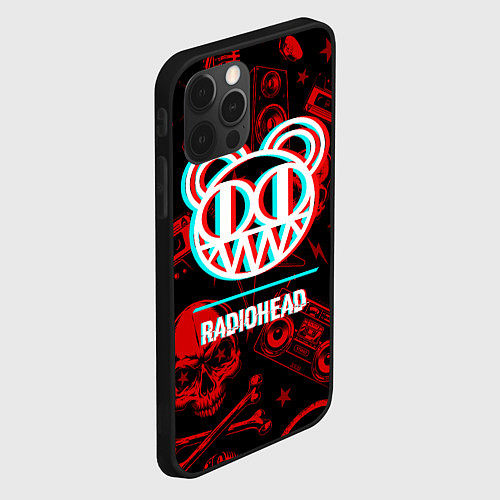 Чехол iPhone 12 Pro Radiohead rock glitch / 3D-Черный – фото 2