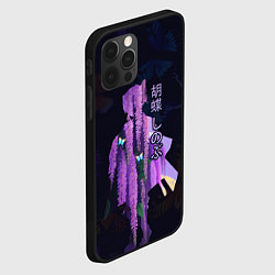 Чехол для iPhone 12 Pro Силуэт Шинобу Кочо, бабочки и цветущая глициния, цвет: 3D-черный — фото 2