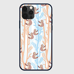 Чехол для iPhone 12 Pro Милые ленивцы, цвет: 3D-черный