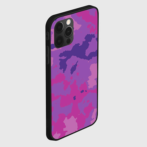 Чехол iPhone 12 Pro Фиолетовый камуфляж / 3D-Черный – фото 2