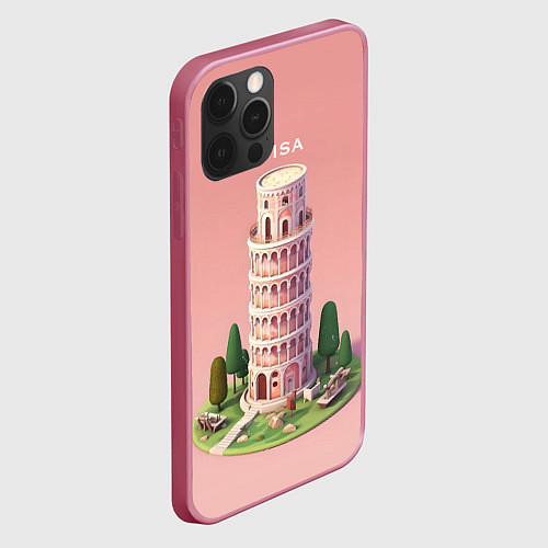 Чехол iPhone 12 Pro Pisa Isometric / 3D-Малиновый – фото 2