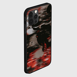 Чехол для iPhone 12 Pro Чёрные и красные волны, цвет: 3D-черный — фото 2
