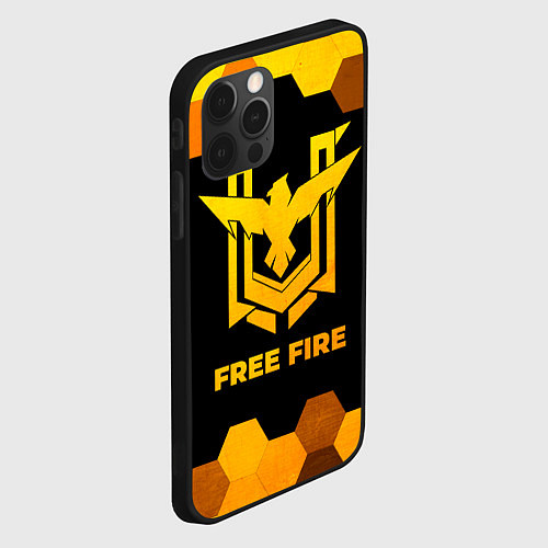 Чехол iPhone 12 Pro Free Fire - gold gradient / 3D-Черный – фото 2