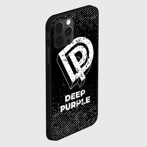 Чехол iPhone 12 Pro Deep Purple с потертостями на темном фоне / 3D-Черный – фото 2