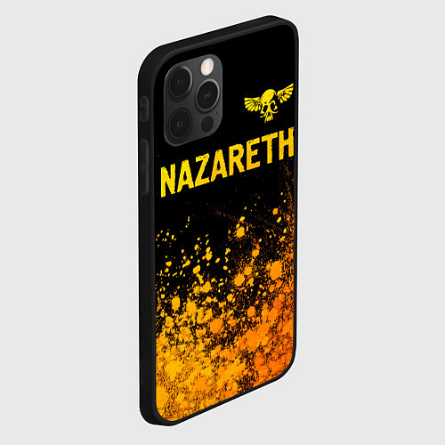 Чехол iPhone 12 Pro Nazareth - gold gradient: символ сверху / 3D-Черный – фото 2