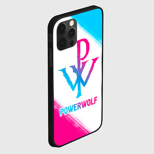 Чехол iPhone 12 Pro Powerwolf neon gradient style / 3D-Черный – фото 2