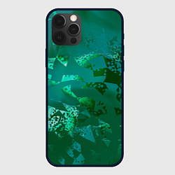 Чехол для iPhone 12 Pro Зелёные обрывки фигур, цвет: 3D-черный