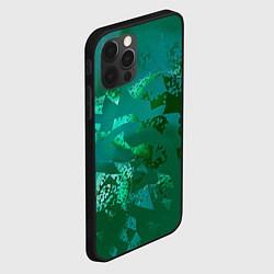 Чехол для iPhone 12 Pro Зелёные обрывки фигур, цвет: 3D-черный — фото 2