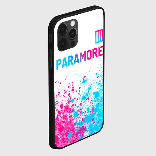 Чехол iPhone 12 Pro Paramore neon gradient style: символ сверху / 3D-Черный – фото 2