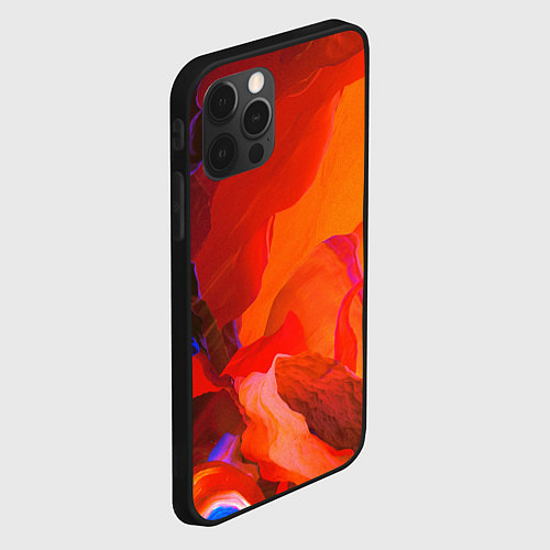 Чехол iPhone 12 Pro Красно-оранжевый камень / 3D-Черный – фото 2