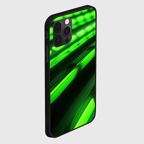 Чехол iPhone 12 Pro Green neon abstract / 3D-Черный – фото 2