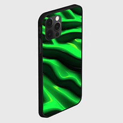 Чехол для iPhone 12 Pro Зелено-черный абстрактный фон, цвет: 3D-черный — фото 2