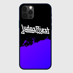 Чехол для iPhone 12 Pro Judas Priest purple grunge, цвет: 3D-черный