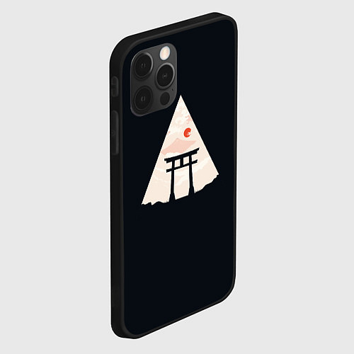 Чехол iPhone 12 Pro Японские ворота Тории в горах / 3D-Черный – фото 2