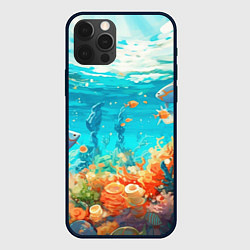 Чехол для iPhone 12 Pro Морской подводный мир, цвет: 3D-черный