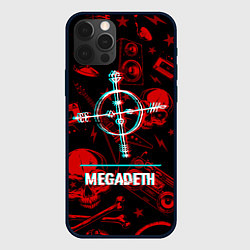 Чехол для iPhone 12 Pro Megadeth rock glitch, цвет: 3D-черный