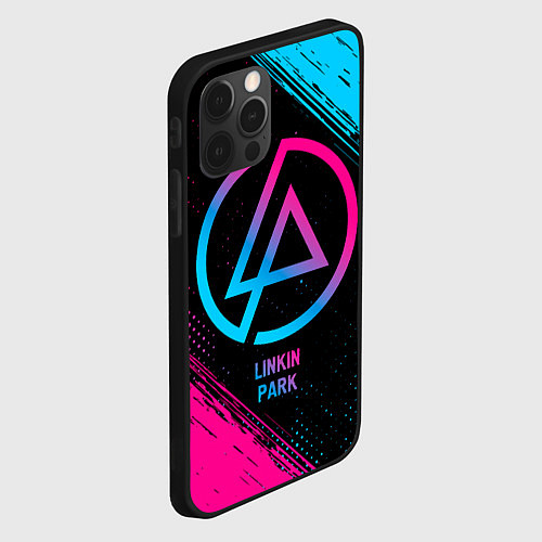 Чехол iPhone 12 Pro Linkin Park - neon gradient / 3D-Черный – фото 2