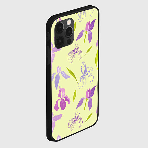 Чехол iPhone 12 Pro Фиолетовые лилии / 3D-Черный – фото 2