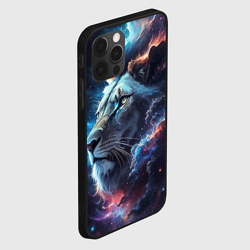 Чехол iPhone 12 Pro Galactic lion / 3D-Черный – фото 2