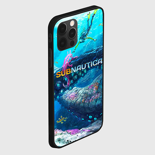 Чехол iPhone 12 Pro Подводный мир сабнавтики / 3D-Черный – фото 2
